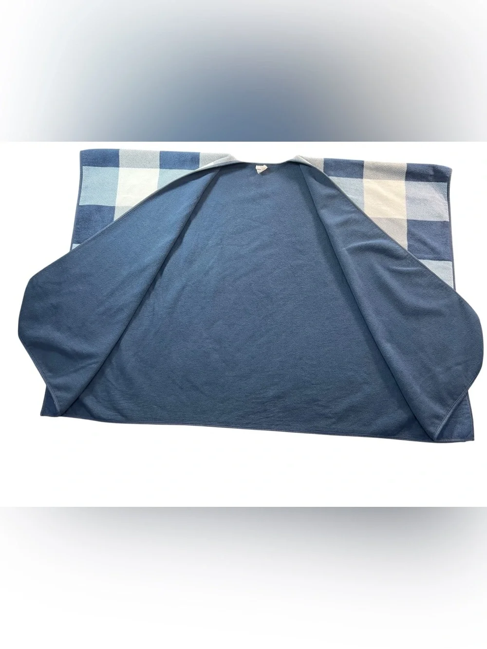 Woolrich Reversible Navy White Buffalo Plaid Poncho Wrap Size One Size